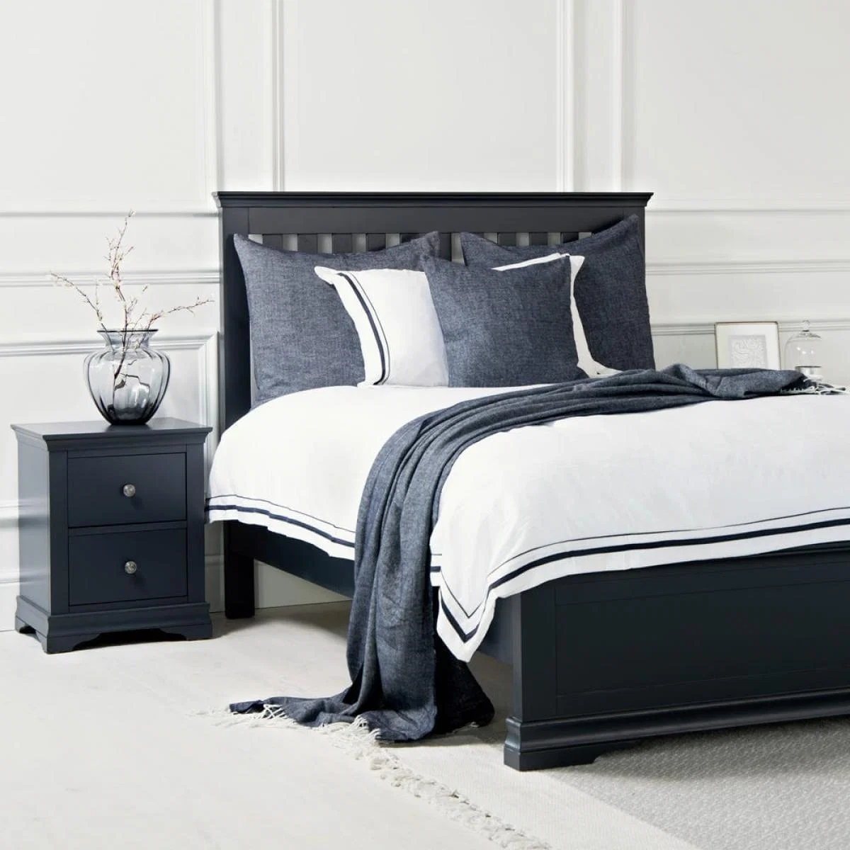 Florence Midnight Grey Painted Double Bed Frame – image 1