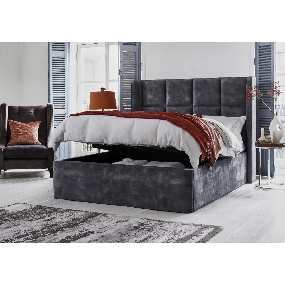 Shiva Ottoman Bed Frame - Double - Blue – image 2