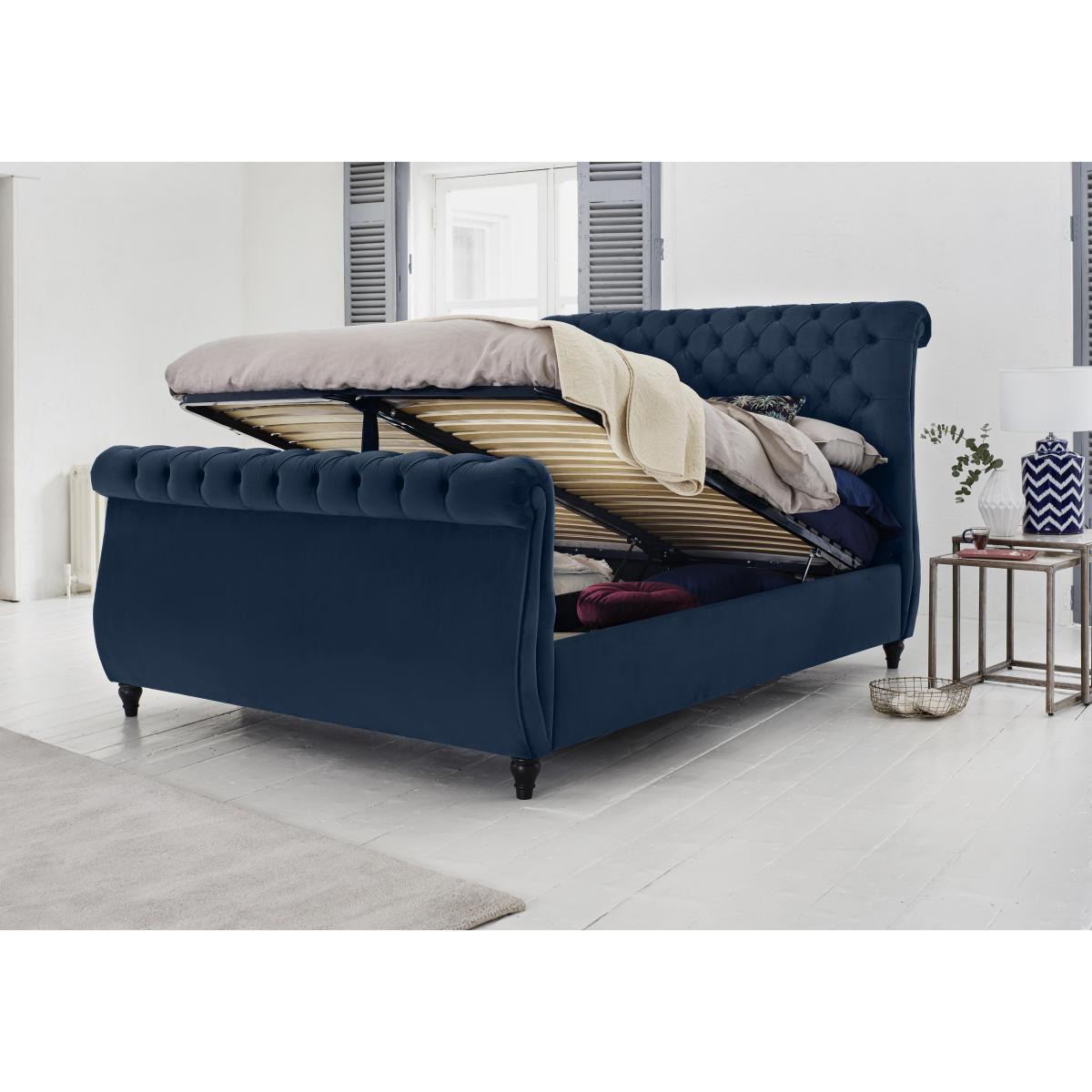 Churchill High Foot End Ottoman Bed Frame - Double - Blue – image 3
