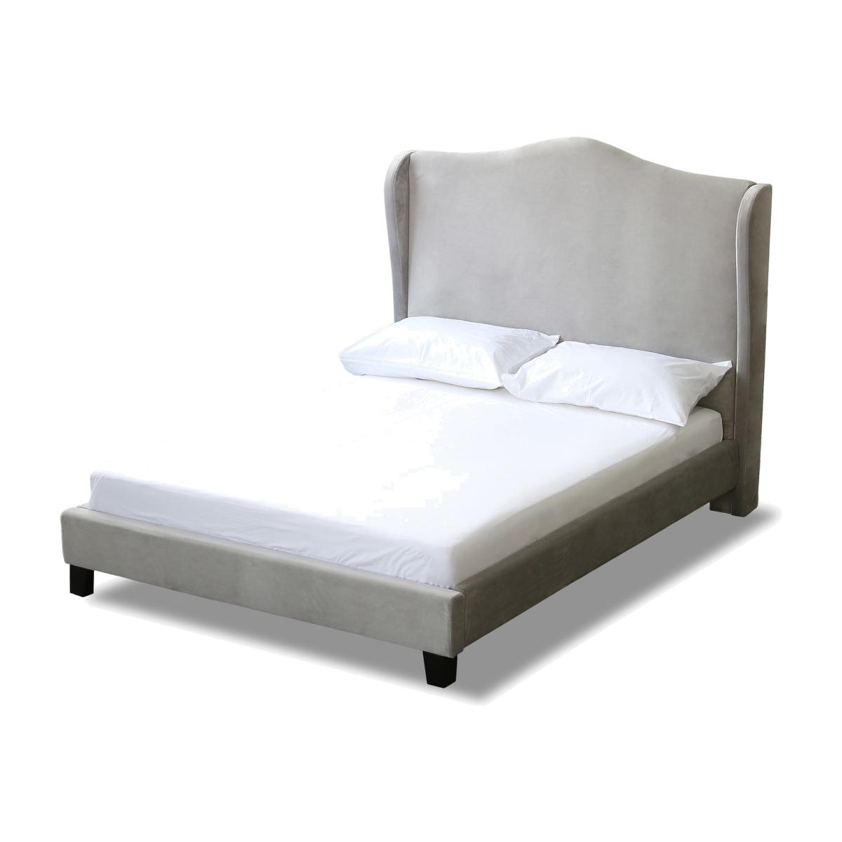 LPD Limited LPD Chateaux Double Wing Back Bed Frame in Silver Velvet