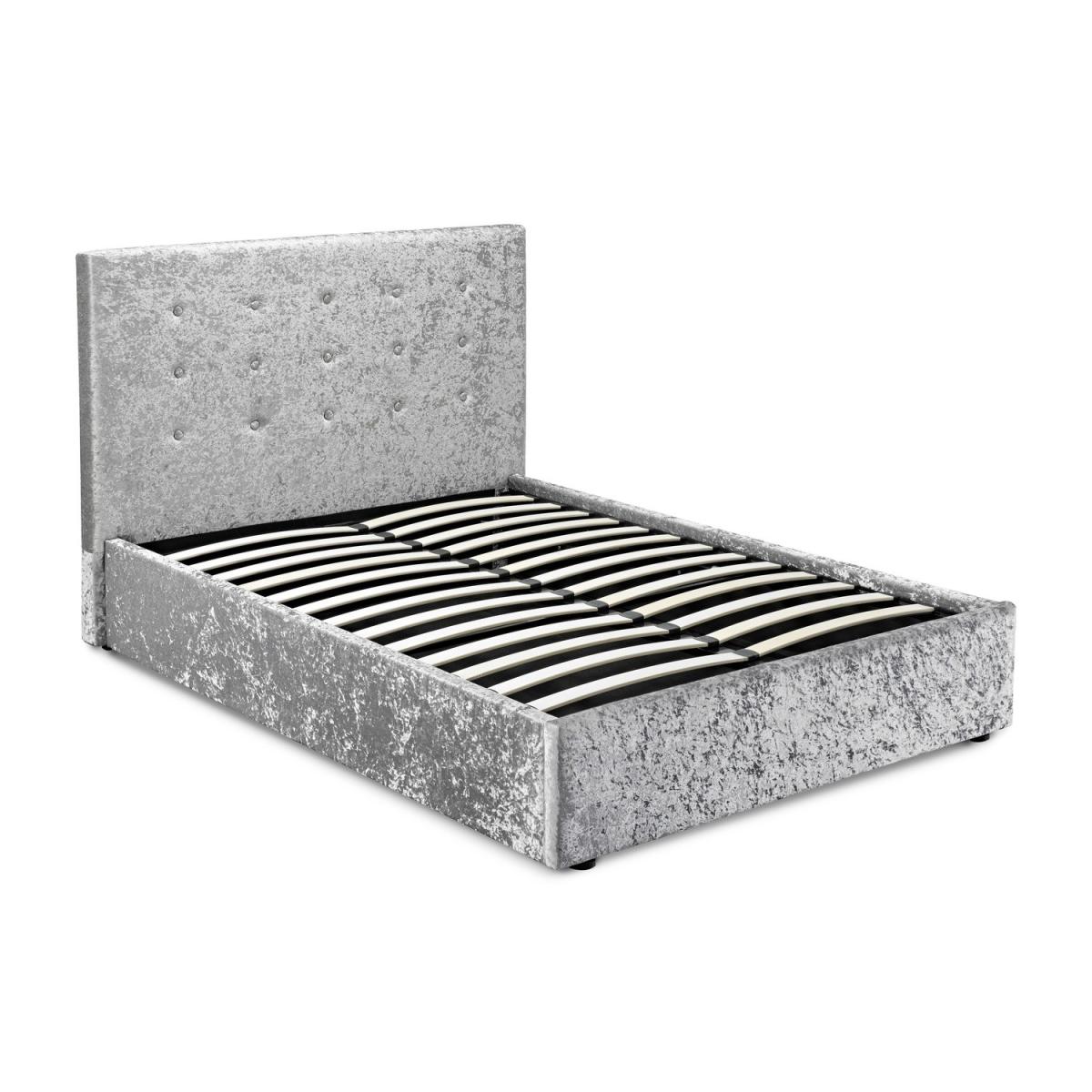 LPD Rimini Silver Crushed Velvet Double Bed Frame – image 2