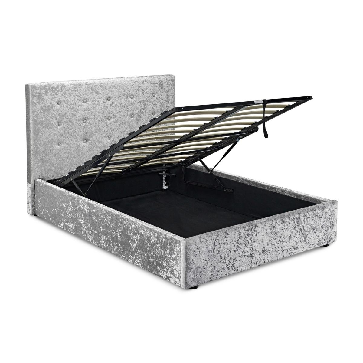 LPD Rimini Silver Crushed Velvet Double Bed Frame – image 3