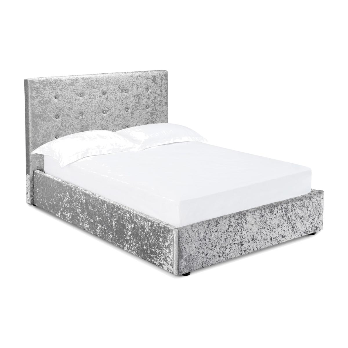 LPD Rimini Silver Crushed Velvet Double Bed Frame – image 1