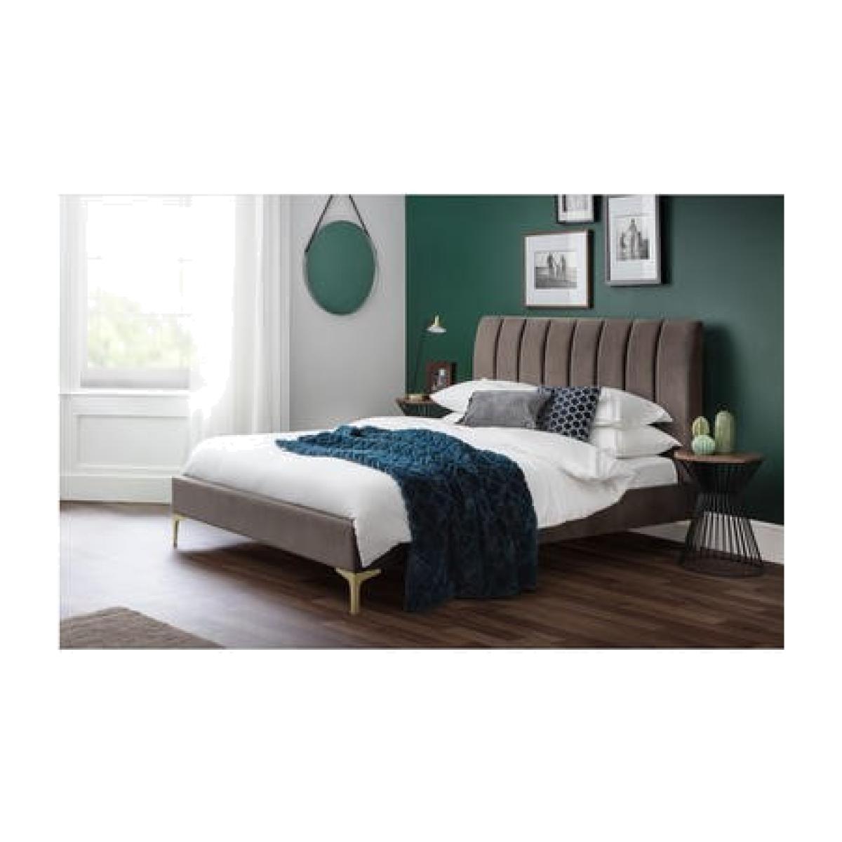 Julian Bowen Scalloped Velvet Double Bed Frame in Grey – image 1