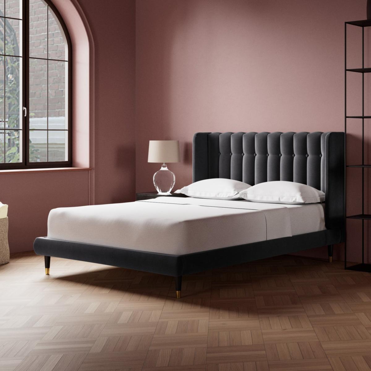 Swoon Kipling Double Velvet Bed Frame - Granite Grey – image 3