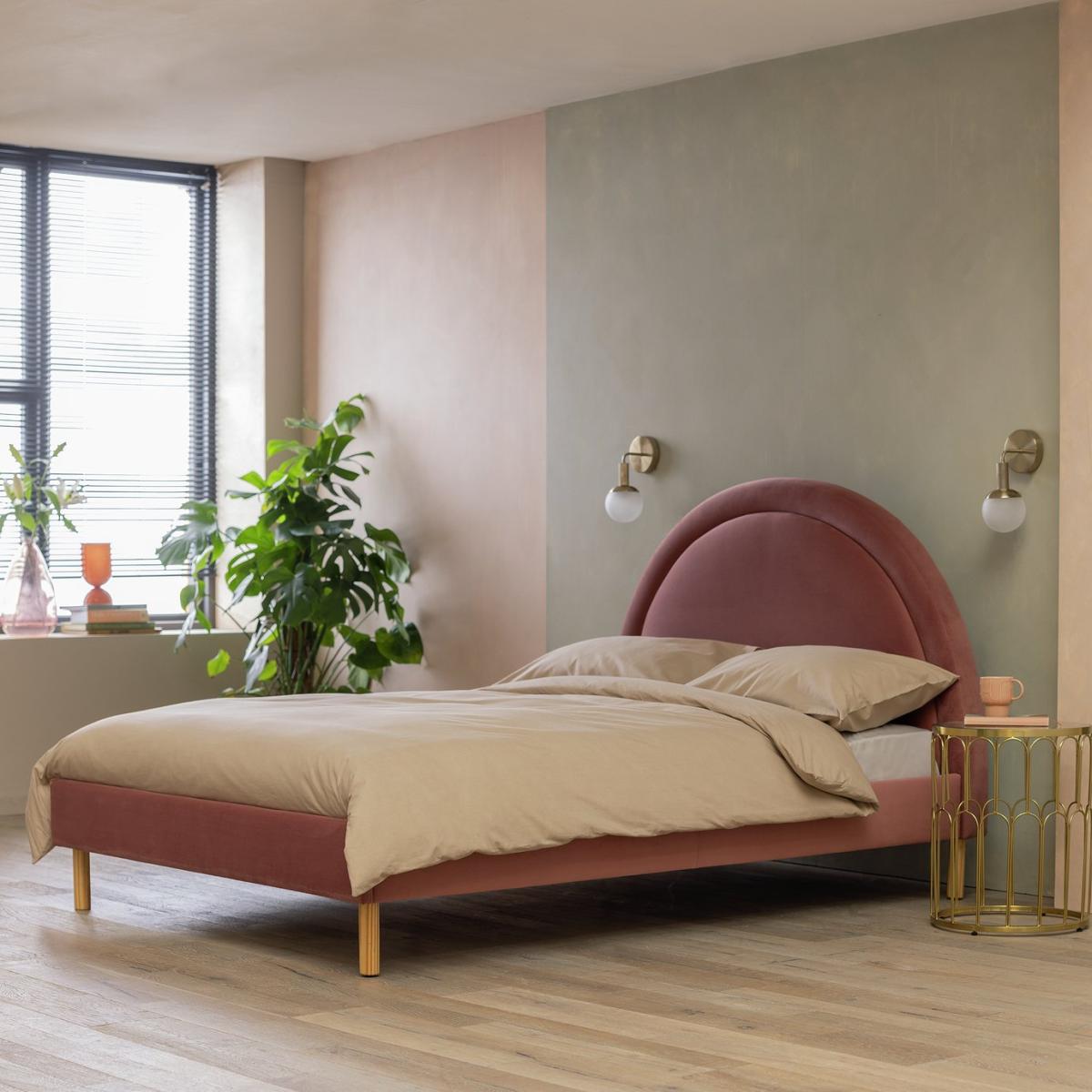 Habitat Sol Sunrise Double Velvet Bed Frame - Pink – image 2
