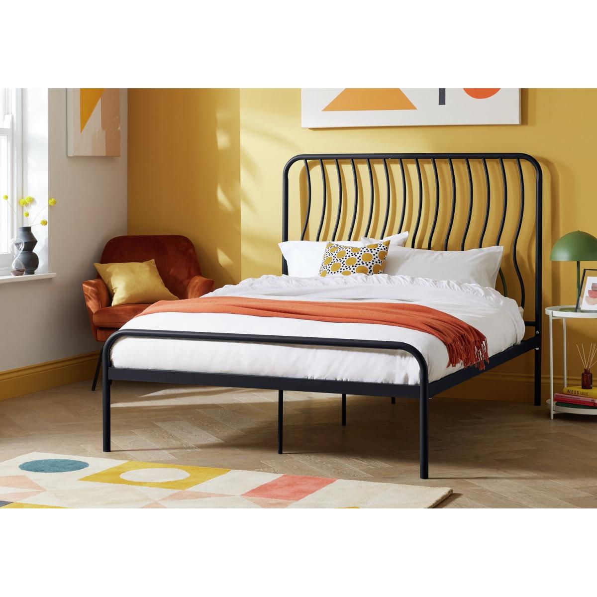 Habitat Wave Double Metal Bed Frame - Black – image 3