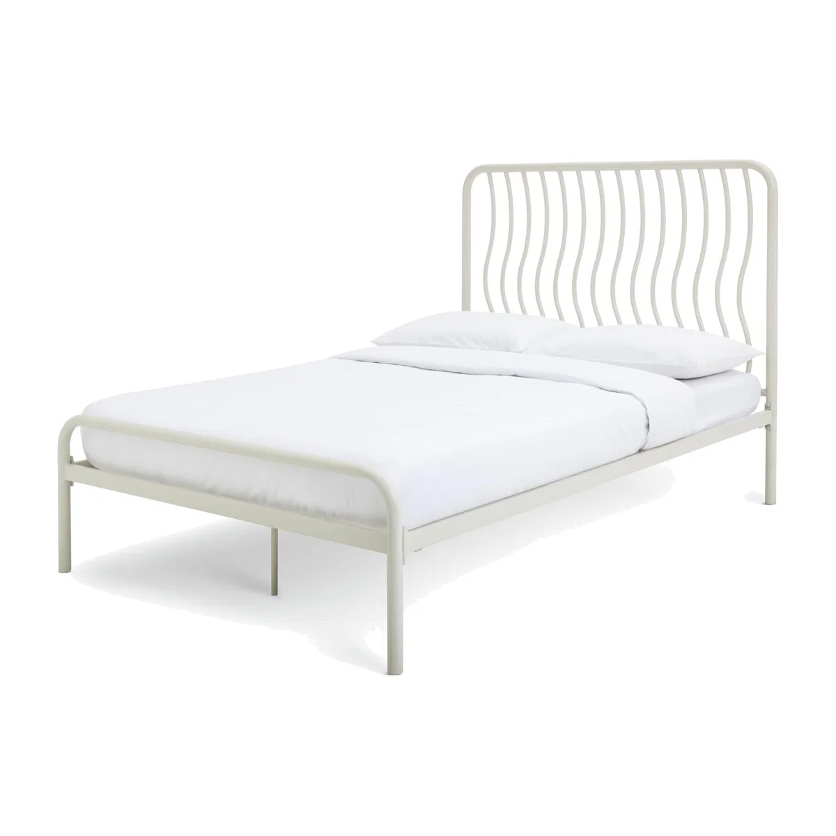 Habitat Wave Double Metal Bed Frame - Off White – image 1