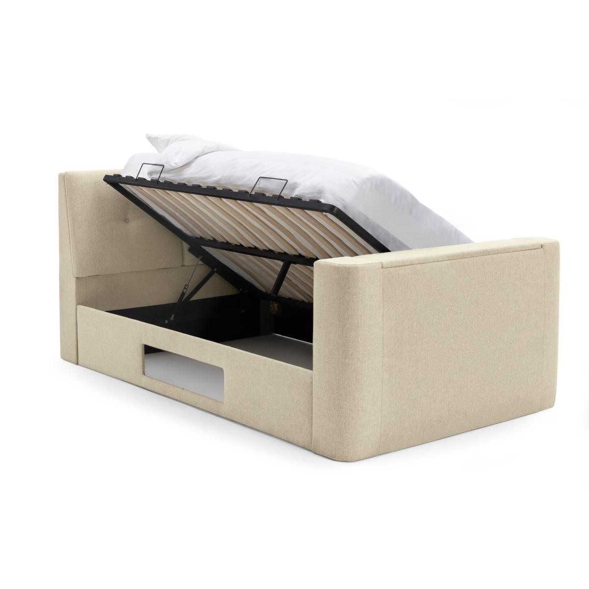 Habitat Jakob Double TV Ottoman Fabric Bed Frame-Natural – image 2