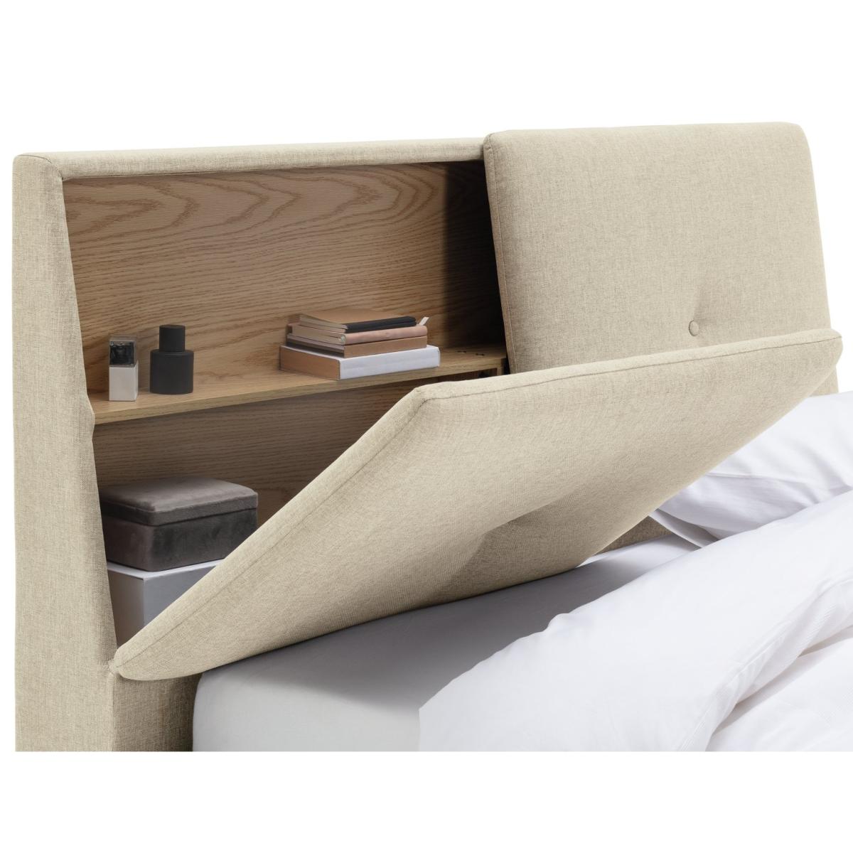 Habitat Jakob Double TV Ottoman Fabric Bed Frame-Natural – image 5