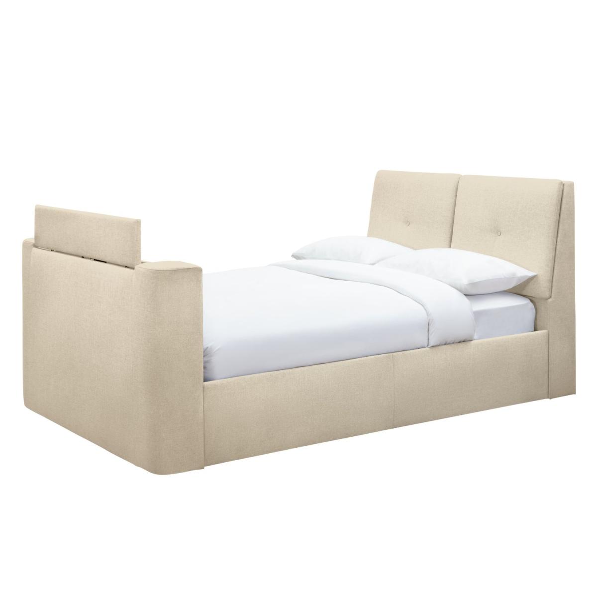 Habitat Jakob Double TV Ottoman Fabric Bed Frame-Natural – image 7