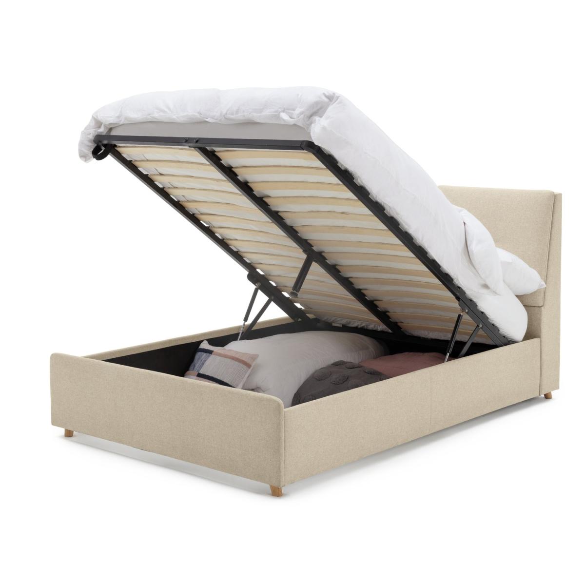Habitat Jakob Double TV Ottoman Fabric Bed Frame-Natural – image 8