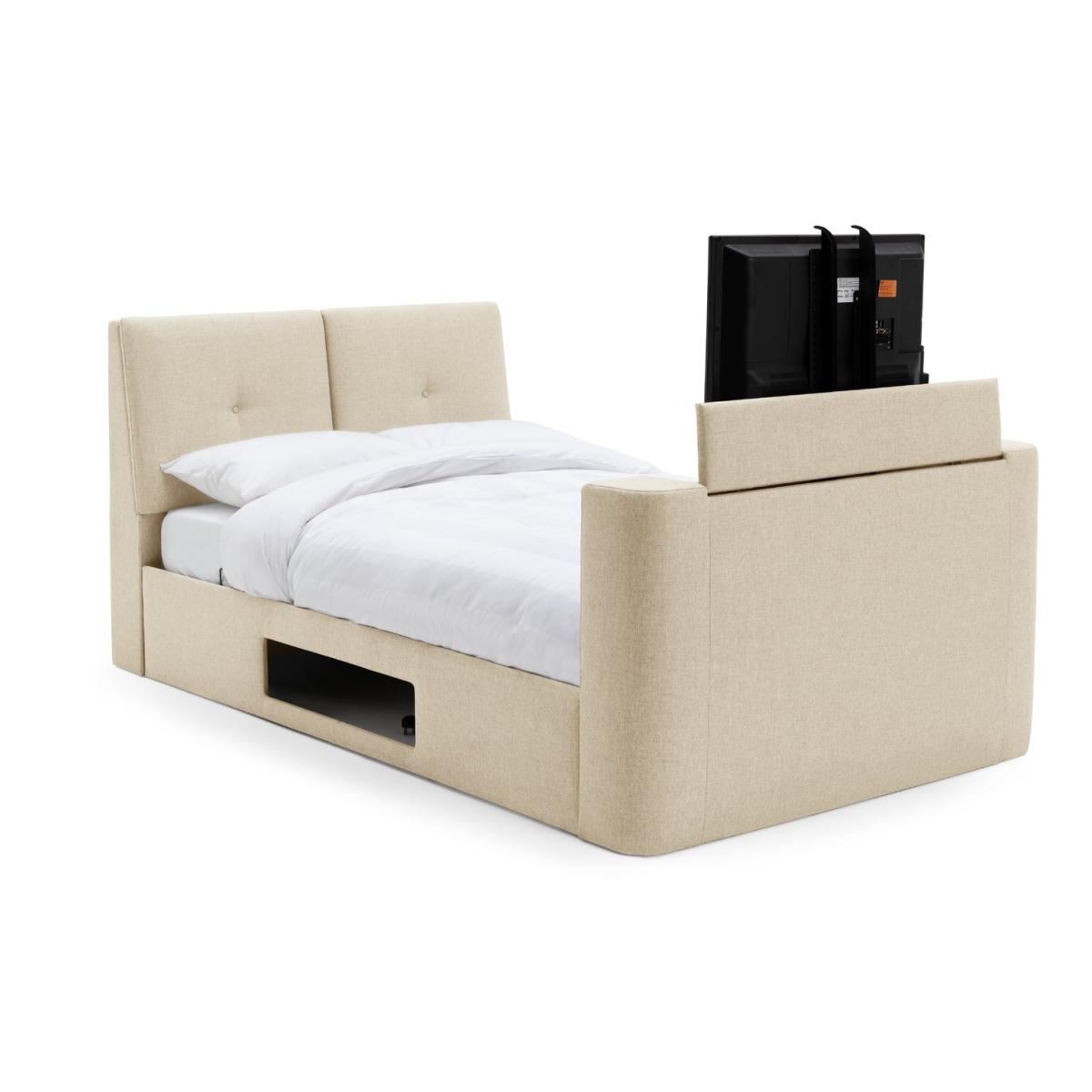 Habitat Jakob Double TV Ottoman Fabric Bed Frame-Natural – image 9