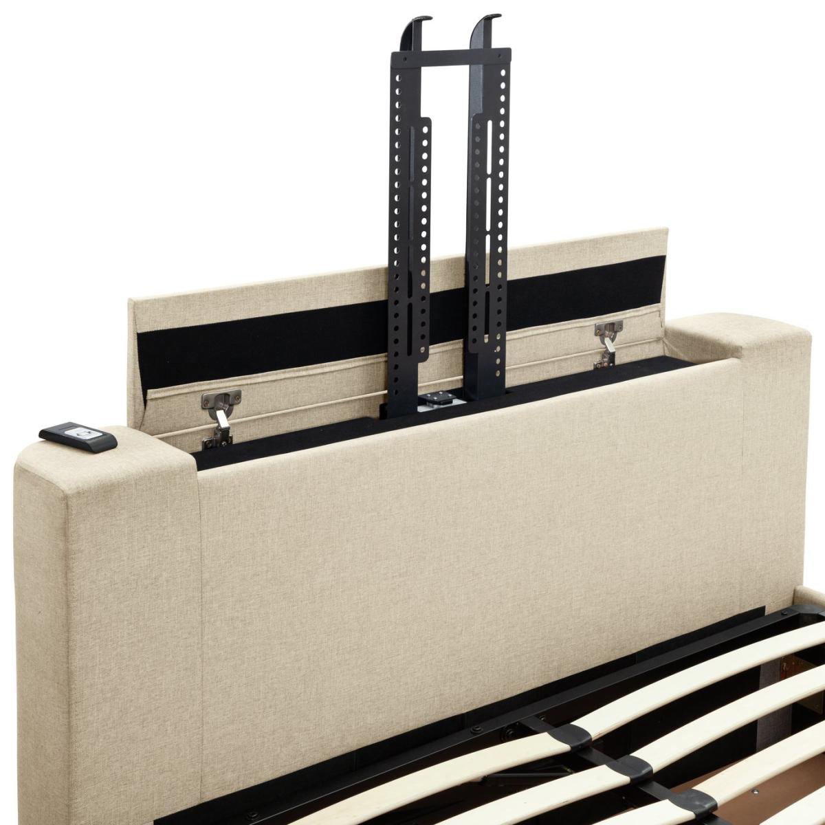 Habitat Jakob Double TV Ottoman Fabric Bed Frame-Natural – image 10
