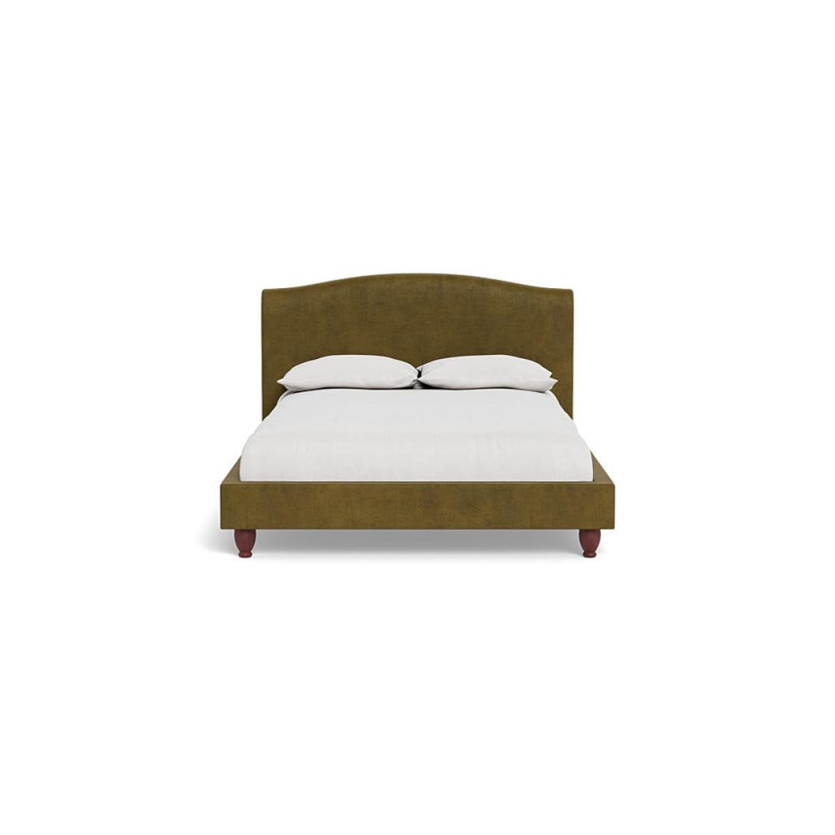 Heal's Devon Double Bed Smart Luxe Velvet Peridot Walnut Stained Beech Feet – image 2
