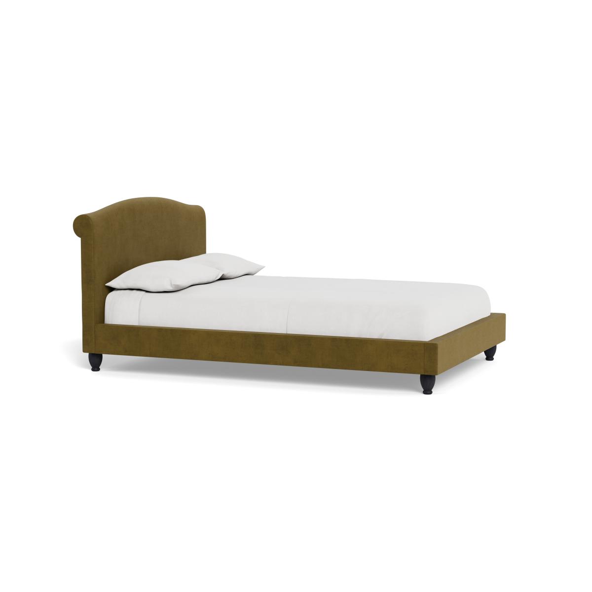 Heal's Devon Double Bed Smart Luxe Velvet Peridot Walnut Stained Beech Feet – image 3