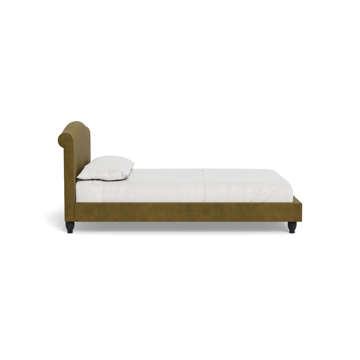 Heal's Devon Double Bed Smart Luxe Velvet Peridot Walnut Stained Beech Feet – image 4