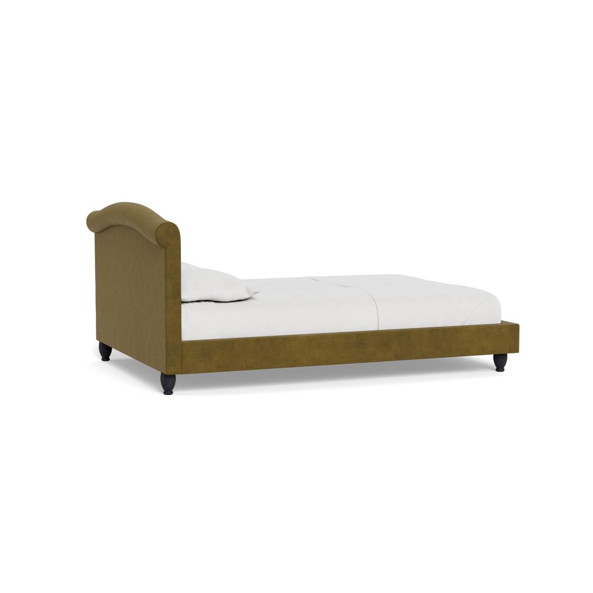 Heal's Devon Double Bed Smart Luxe Velvet Peridot Walnut Stained Beech Feet – image 5