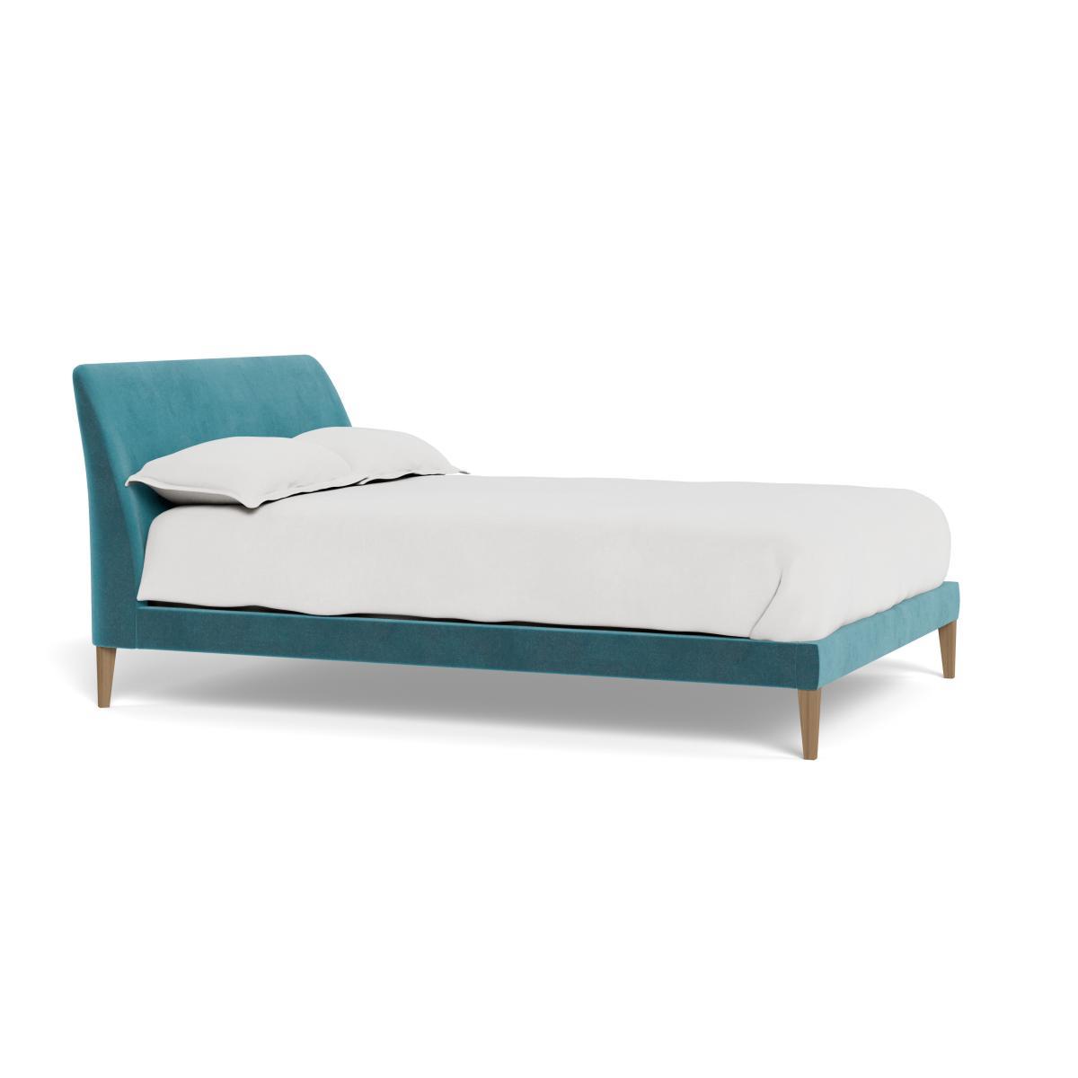 Heal's Wallis Double Bed Smart Luxe Velvet Airforce Blue Black Oak Feet - Heal's UK Bedroom Furniture – image 2