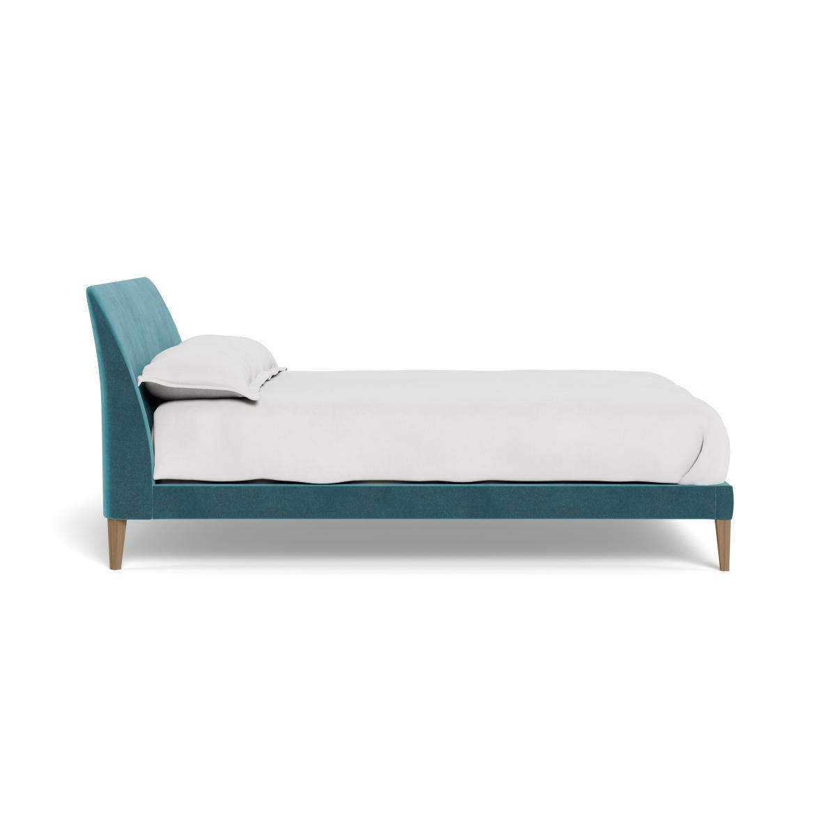 Heal's Wallis Double Bed Smart Luxe Velvet Airforce Blue Black Oak Feet - Heal's UK Bedroom Furniture – image 3