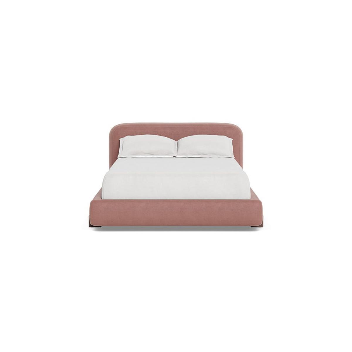 Heal's Nuvola Double Bed Smart Luxe Velvet Dusky Pink Walnut Stained Oak Feet – image 2
