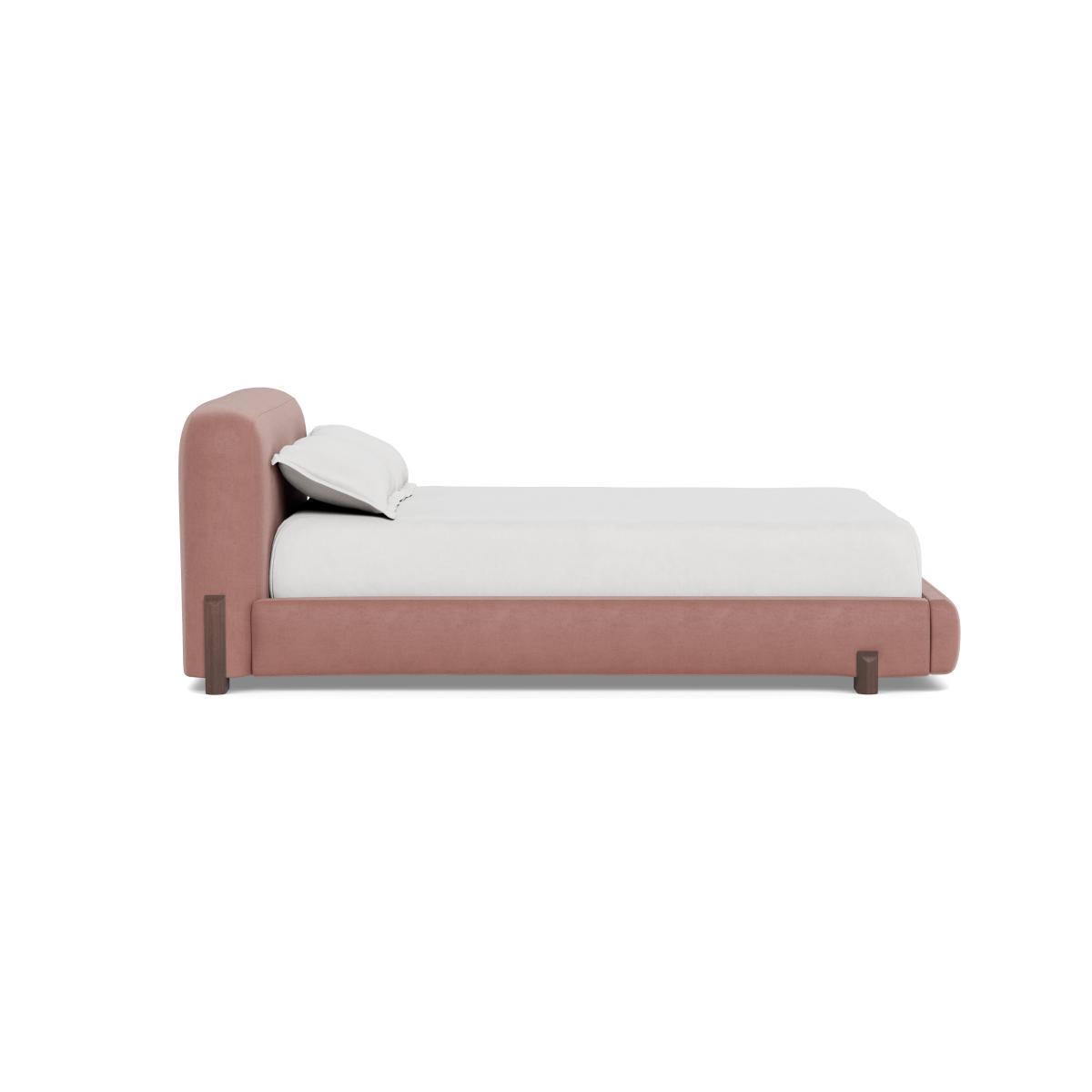 Heal's Nuvola Double Bed Smart Luxe Velvet Dusky Pink Walnut Stained Oak Feet – image 4