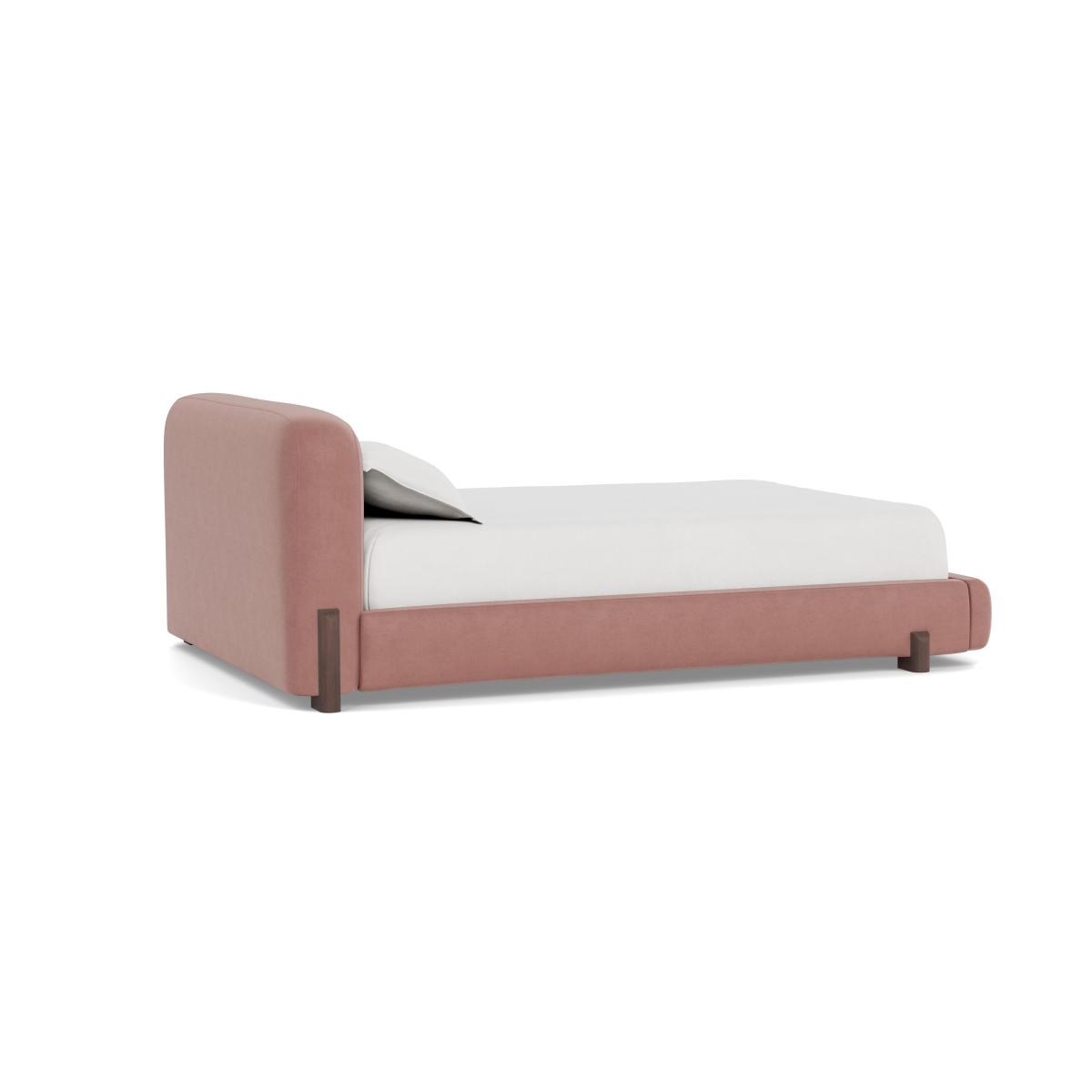 Heal's Nuvola Double Bed Smart Luxe Velvet Dusky Pink Walnut Stained Oak Feet – image 5