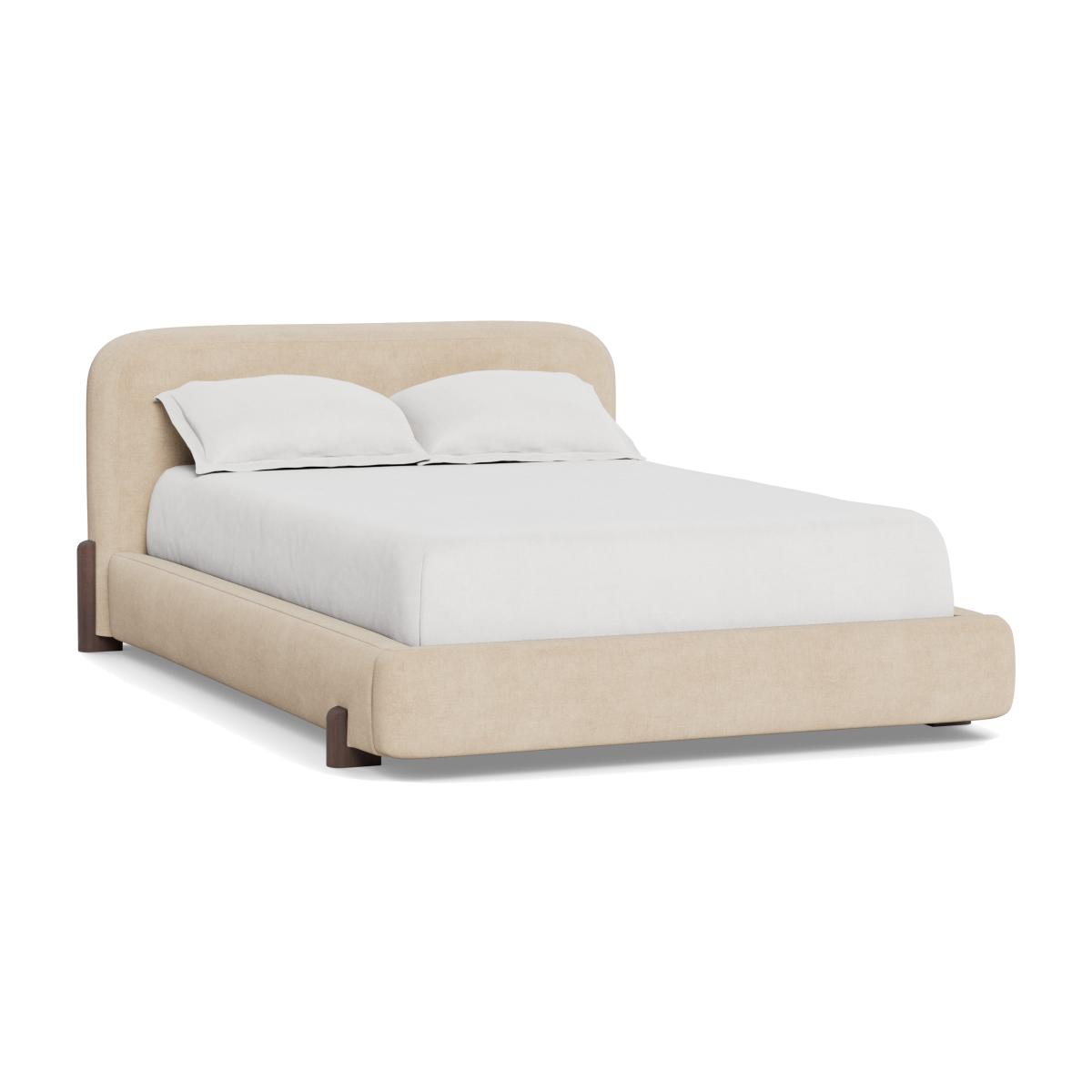 Heal's Nuvola Double Bed Brushed Cotton Oat Walnut Stained Oak Feet - Heal's UK Bedroom Furniture – image 1