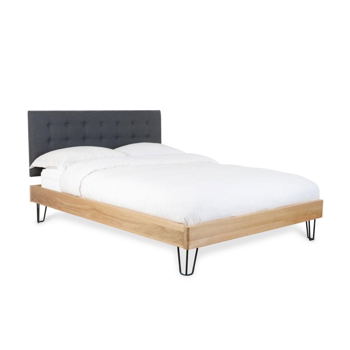 Heal's Brunel Bed Fabric Headboard Double Grey Oak – image 2
