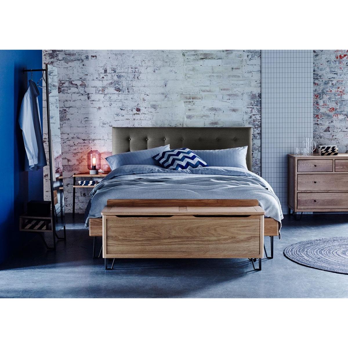 Heal's Brunel Bed Fabric Headboard Double Grey Oak – image 4