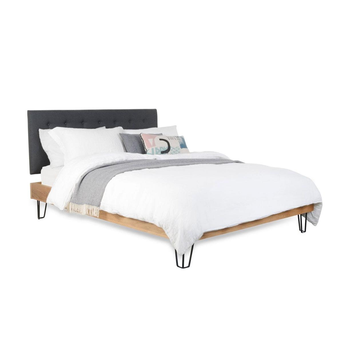 Heal's Brunel Bed Fabric Headboard Double Grey Oak – image 6