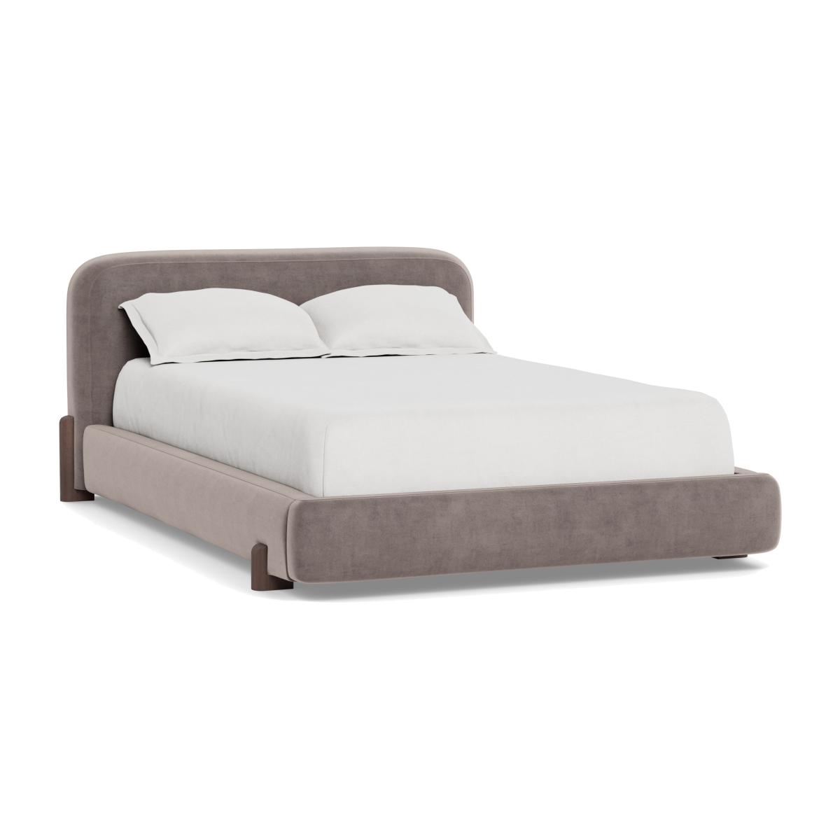 Heal's Nuvola Double Bed Smart Luxe Velvet Mushroom Black Painted Feet - Heal's UK Bedroom Furniture – image 1