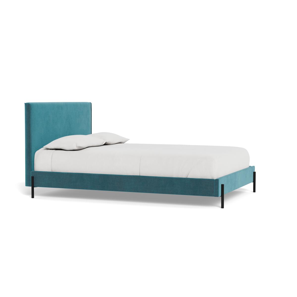 Heal's Tortona Double Bed Smart Luxe Velvet Airforce Blue Black Feet – image 3