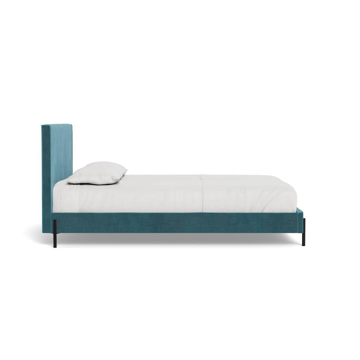 Heal's Tortona Double Bed Smart Luxe Velvet Airforce Blue Black Feet – image 4