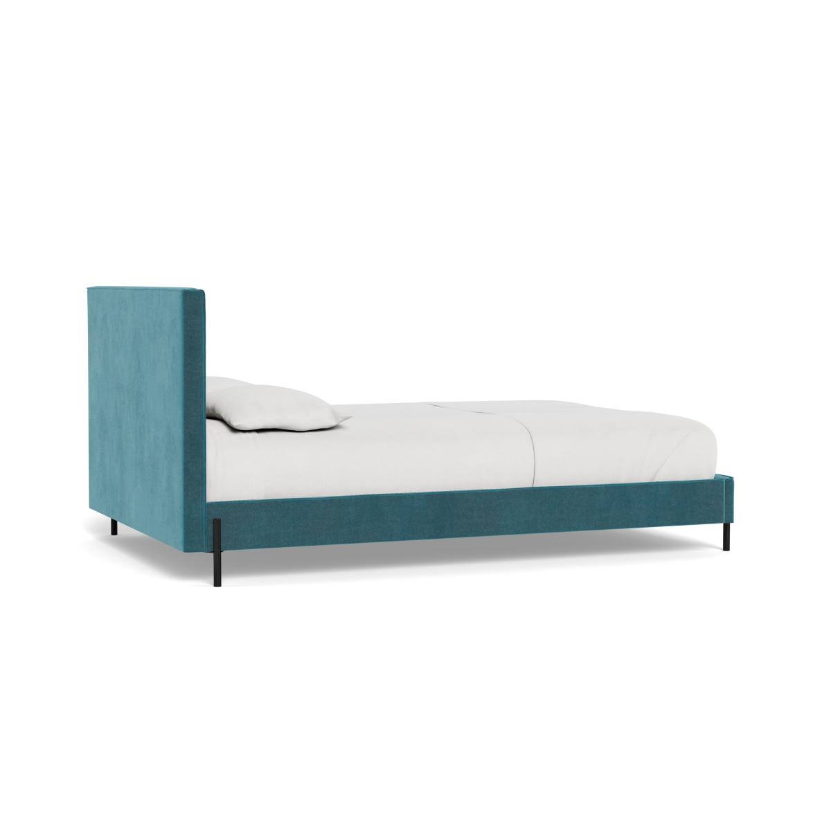 Heal's Tortona Double Bed Smart Luxe Velvet Airforce Blue Black Feet – image 5