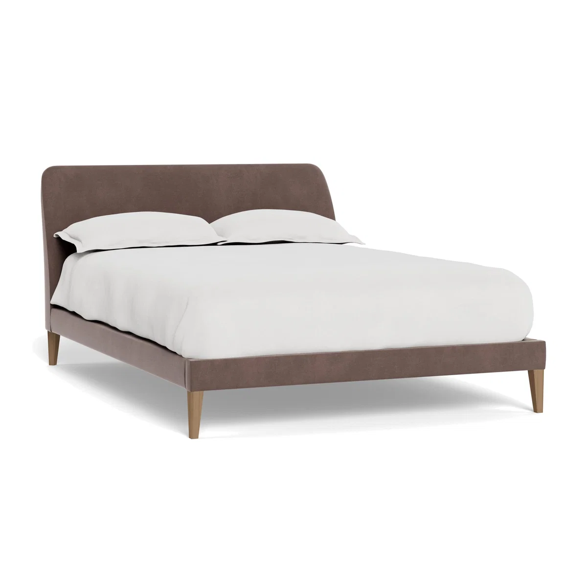 Heal's Wallis Bed Double Smart Velvet Mouse Natural Oak Feet - Heal's UK Bedroom Furniture – image 1