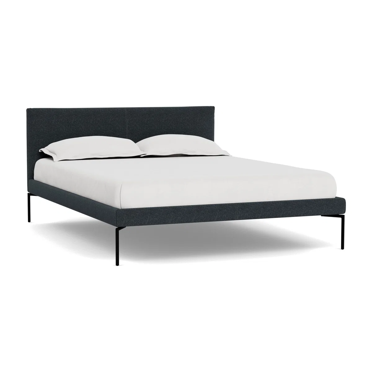 Heal's Matera Bedstead Double St Moritz Wool Grey Black Feet - Heal's UK Bedroom Furniture – image 1