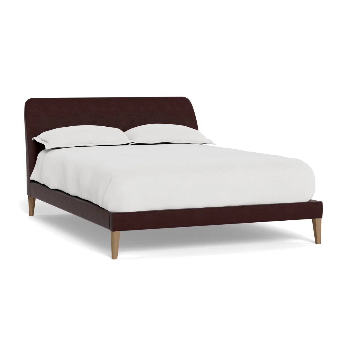 Heal's Wallis Bedstead Double Smart Luxe Velvet Acorn Natural Oak Feet – image 1