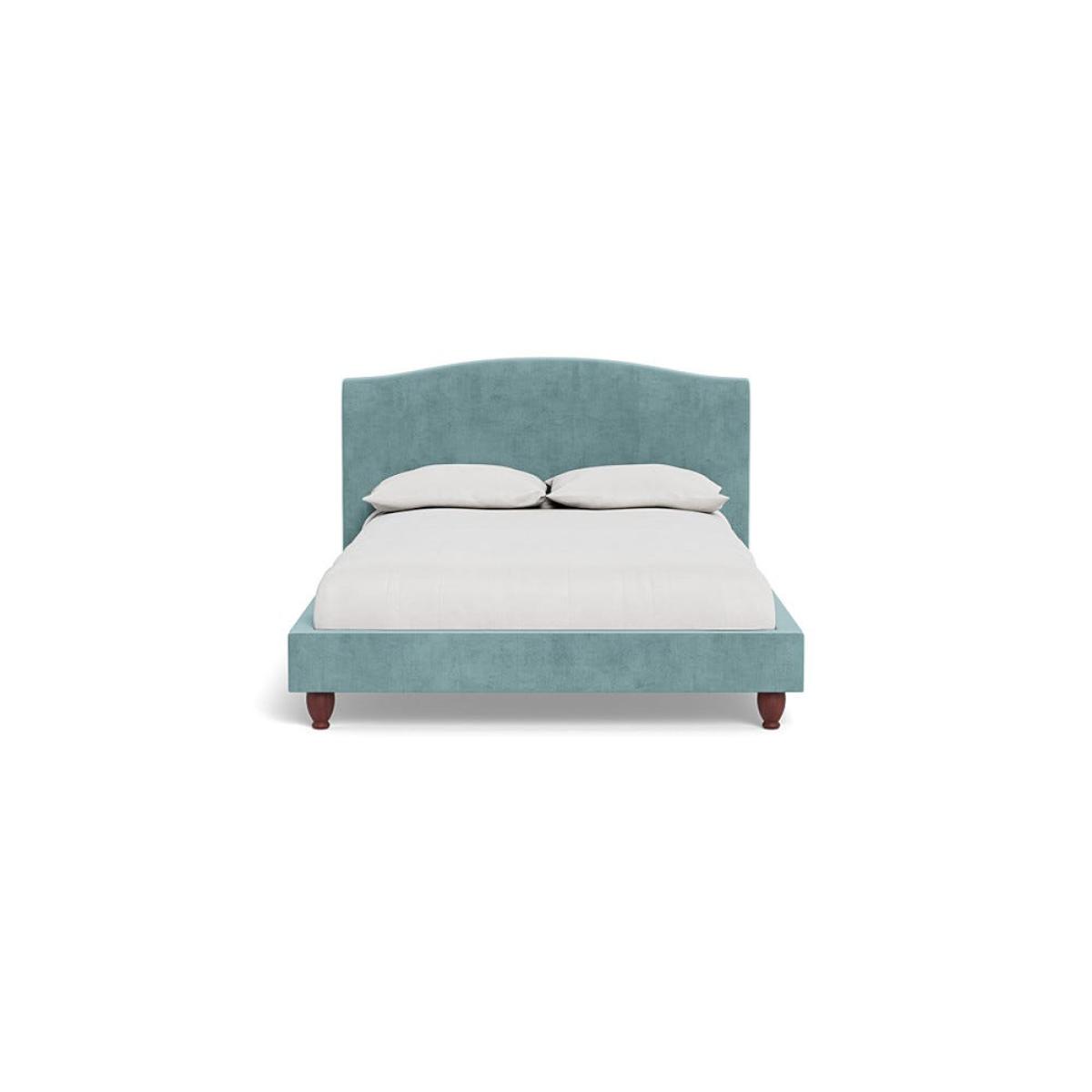 Heal's Devon Double Bed Smart Luxe Velvet Mineral Blue Walnut Stained Feet – image 2