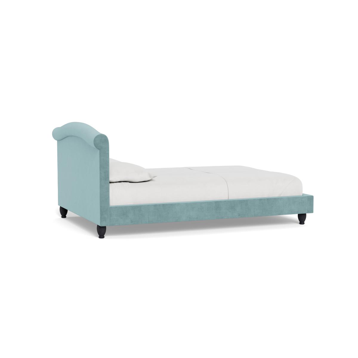 Heal's Devon Double Bed Smart Luxe Velvet Mineral Blue Walnut Stained Feet – image 5
