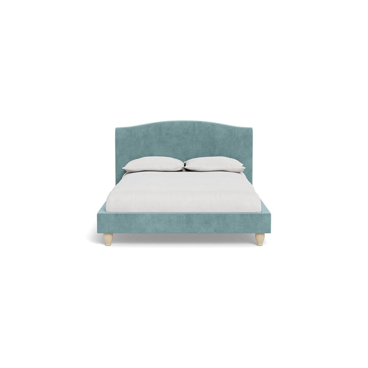 Heal's Devon Double Bed Smart Luxe Velvet Mineral Blue Natural Feet – image 2