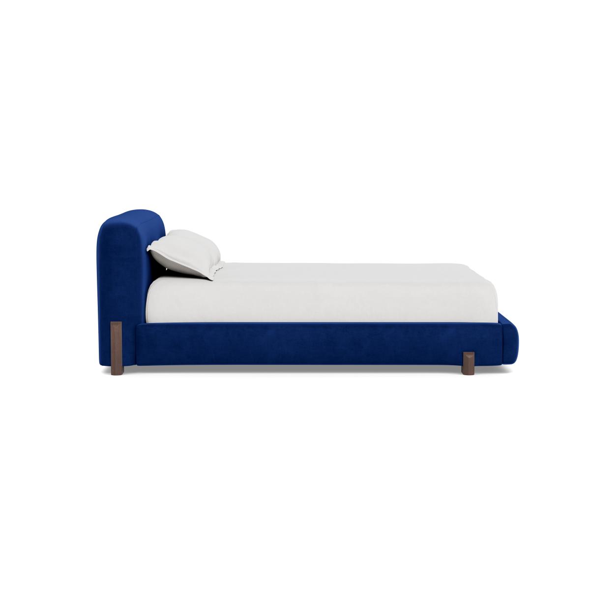 Heal's Nuvola Double Bed Smart Luxe Velvet Azure Natural Oak Feet - Heal's UK Bedroom Furniture – image 3