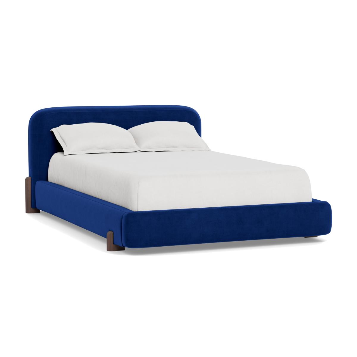 Heal's Nuvola Double Bed Smart Luxe Velvet Azure Natural Oak Feet - Heal's UK Bedroom Furniture – image 1