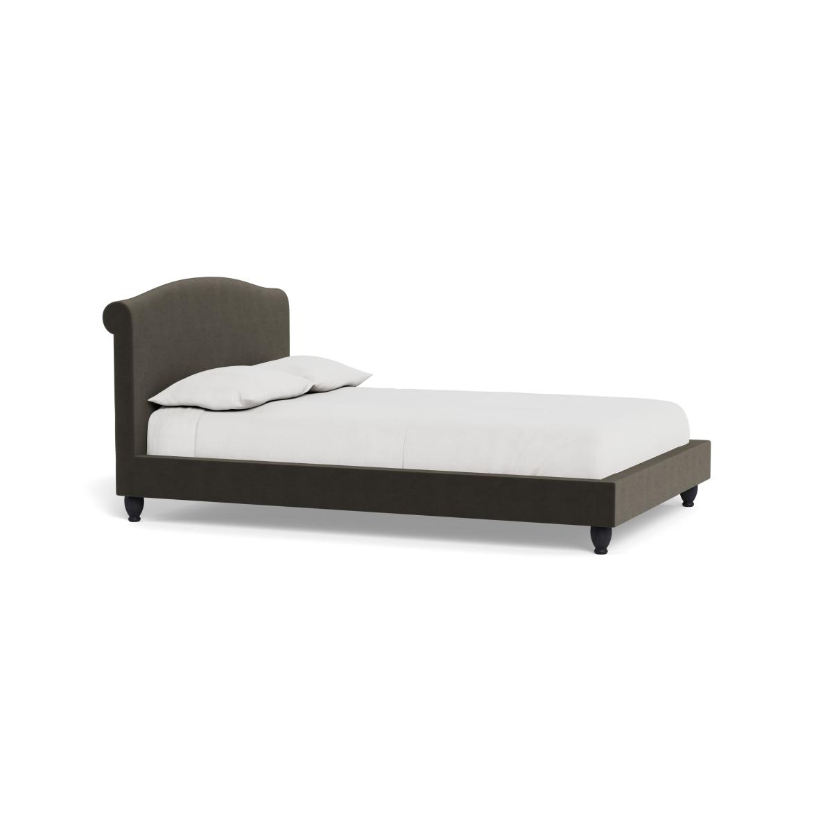 Heal's Devon Double Bed Velvet Charcoal Black Beech Feet – image 3
