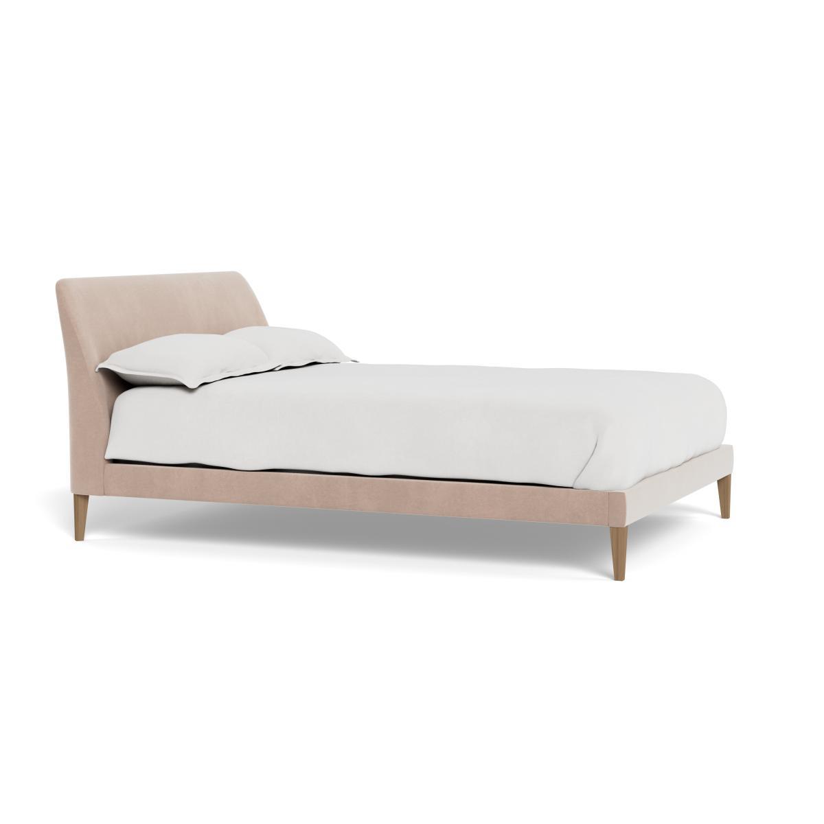 Heal's Wallis Bed Double Smart Velvet Pebble Natural Oak Feet - Heal's UK Bedroom Furniture – image 2