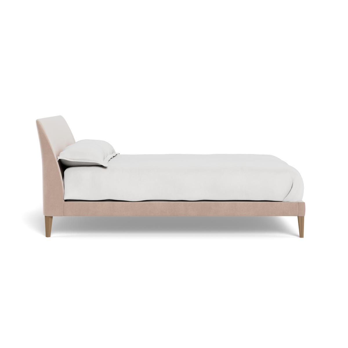 Heal's Wallis Bed Double Smart Velvet Pebble Natural Oak Feet - Heal's UK Bedroom Furniture – image 3