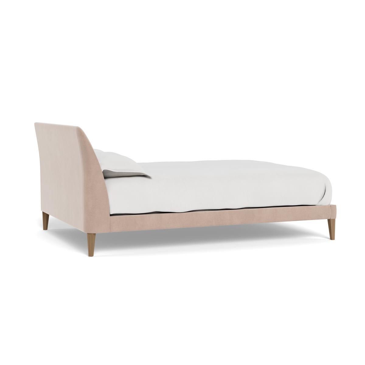 Heal's Wallis Bed Double Smart Velvet Pebble Natural Oak Feet - Heal's UK Bedroom Furniture – image 4