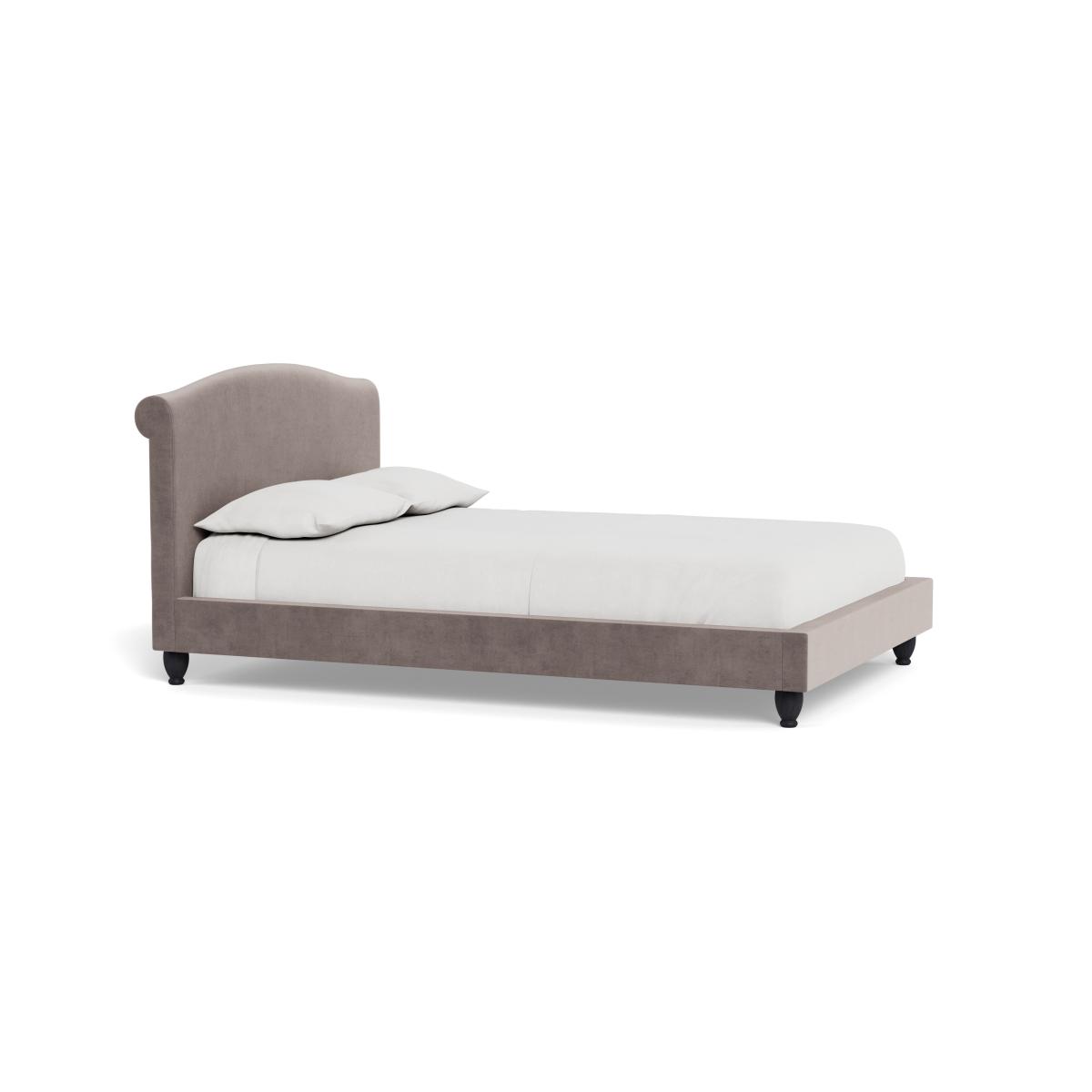 Heal's Devon Double Bed Smart Luxe Velvet Mushroom Black Beech Feet – image 3