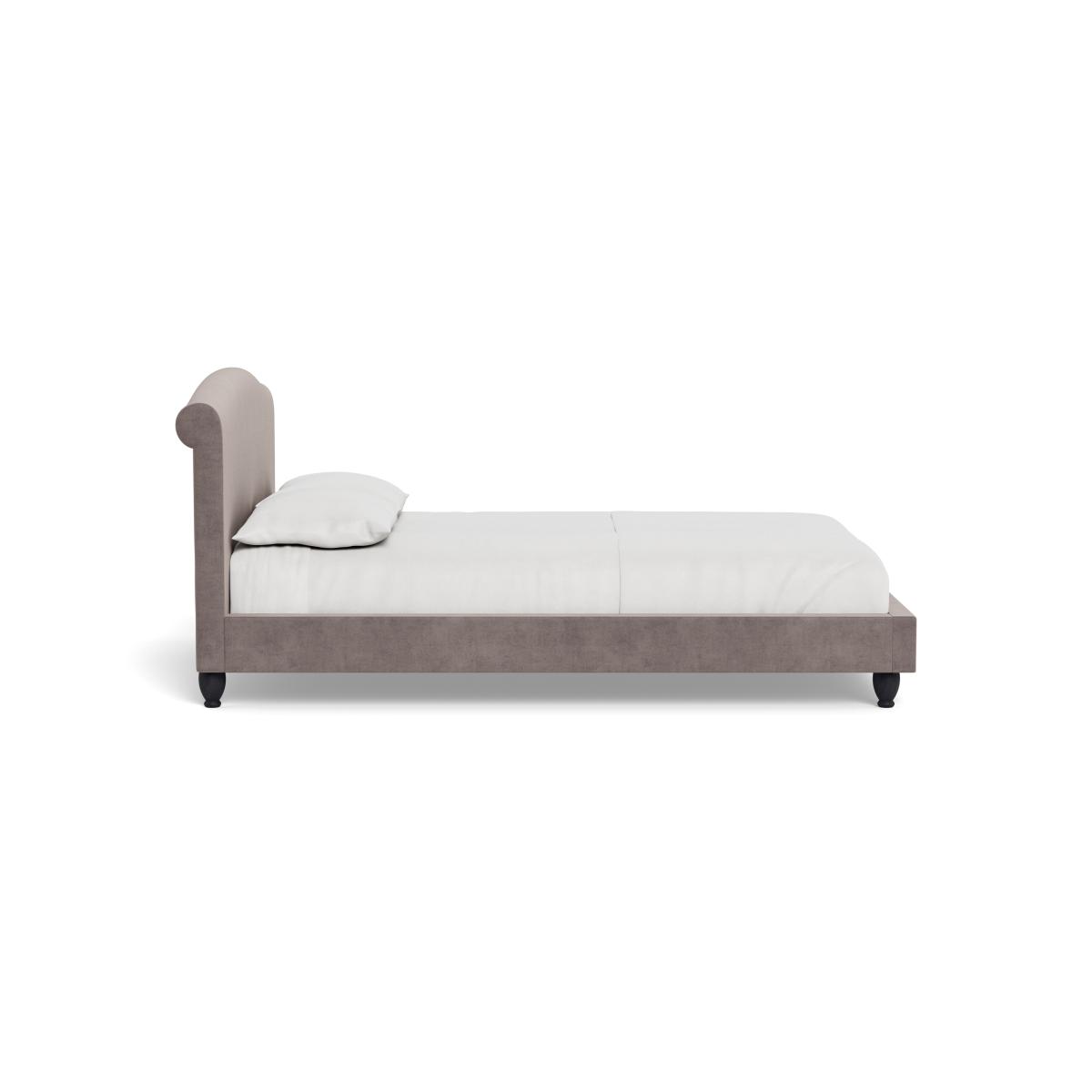 Heal's Devon Double Bed Smart Luxe Velvet Mushroom Black Beech Feet – image 4