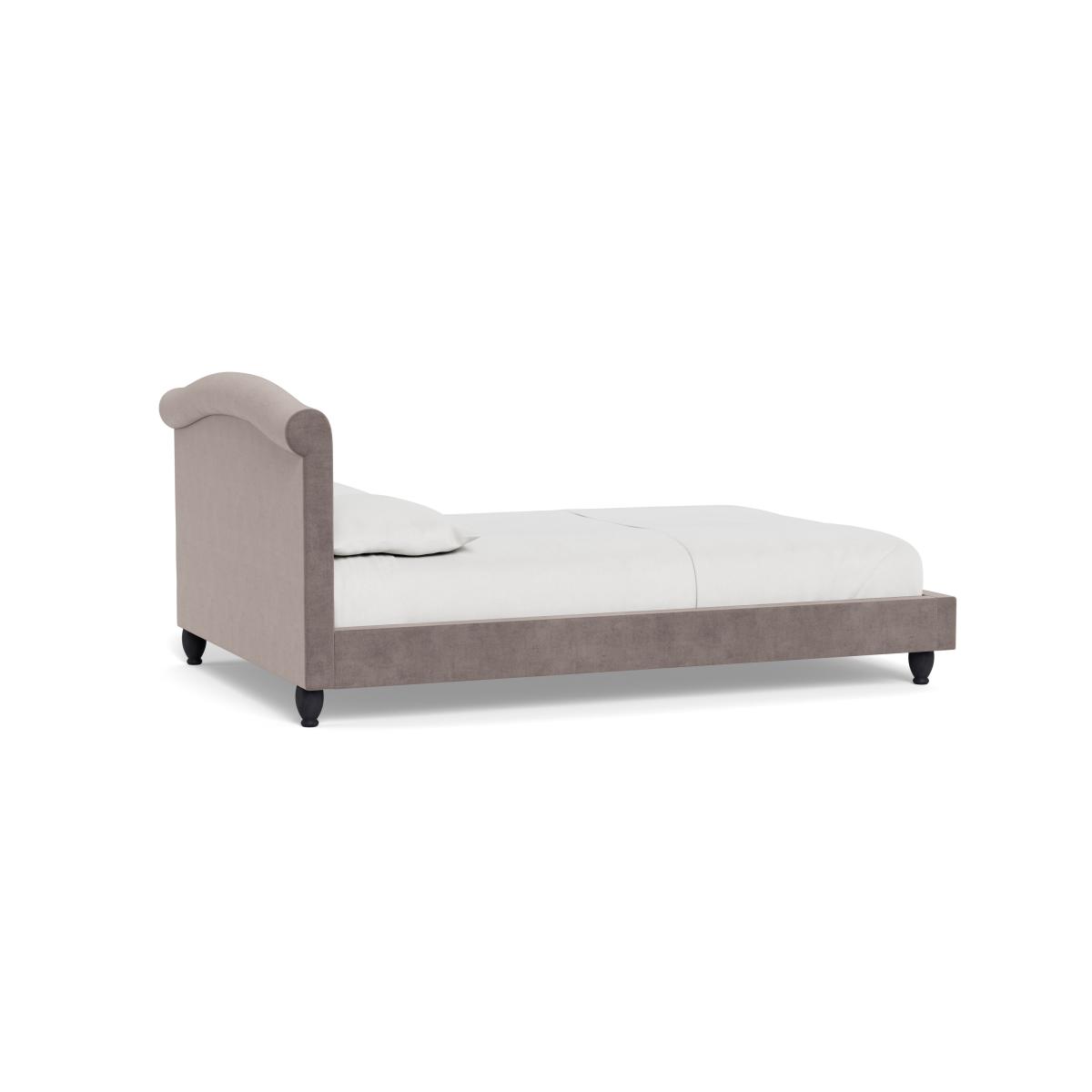 Heal's Devon Double Bed Smart Luxe Velvet Mushroom Black Beech Feet – image 5